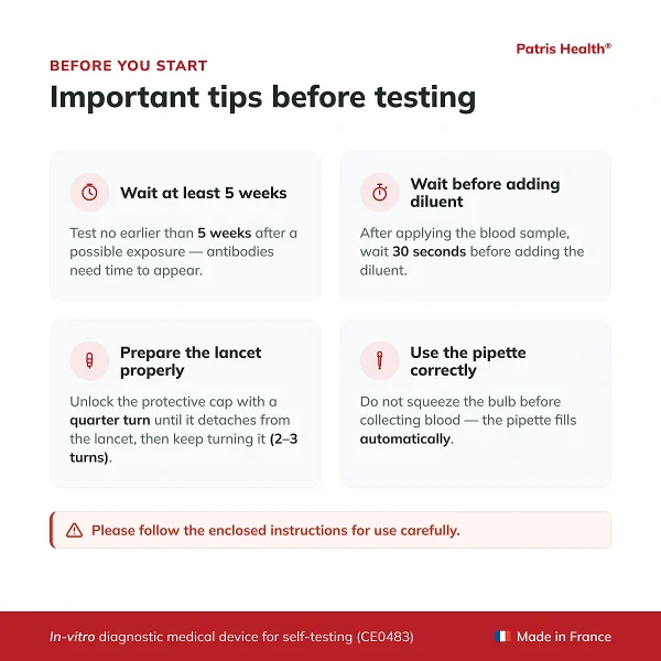 Patris Health Syphilis Home Test important tips before testing