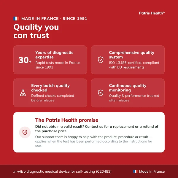 Patris Health Syphilis Home Test quality and Made in France information