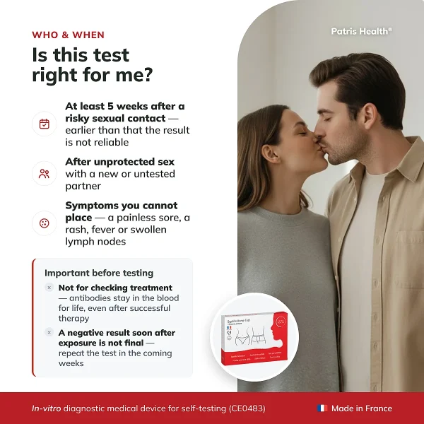 Patris Health Syphilis Home Test who the test is suitable for
