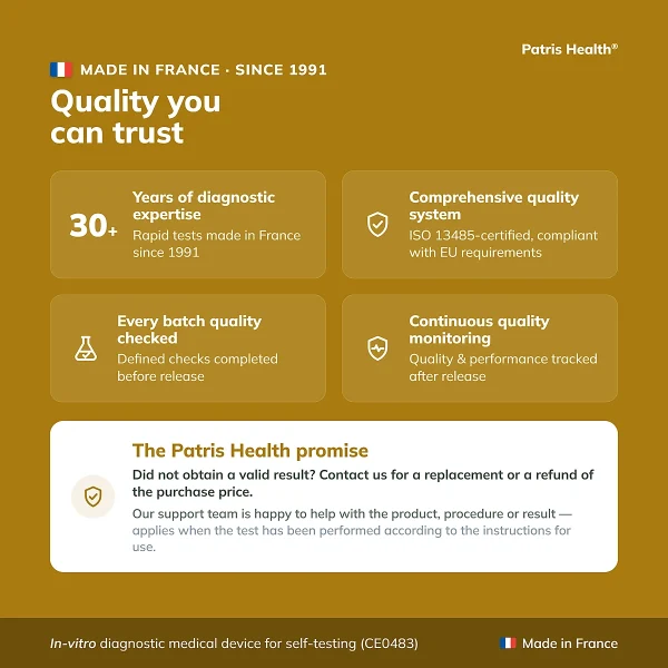 Quality highlights of the Patris Health Helicobacter pylori Home Test made in France