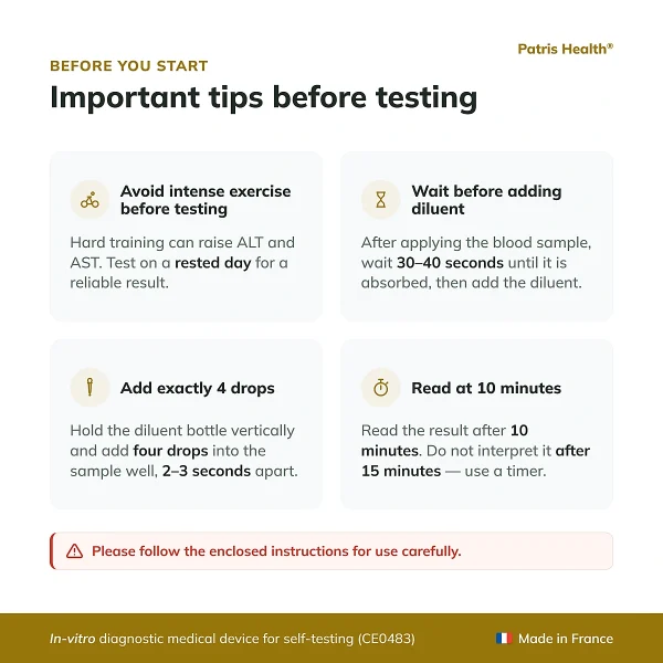 Important tips before using the Patris Health Liver Function Home Test