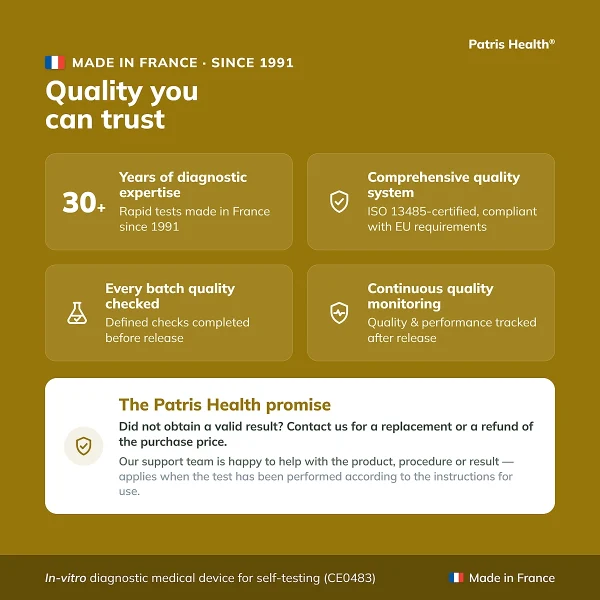 Quality highlights of the Patris Health Liver Function Home Test made in France