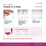 Three-step instructions for using the Patris Health Pregnancy Blood Test