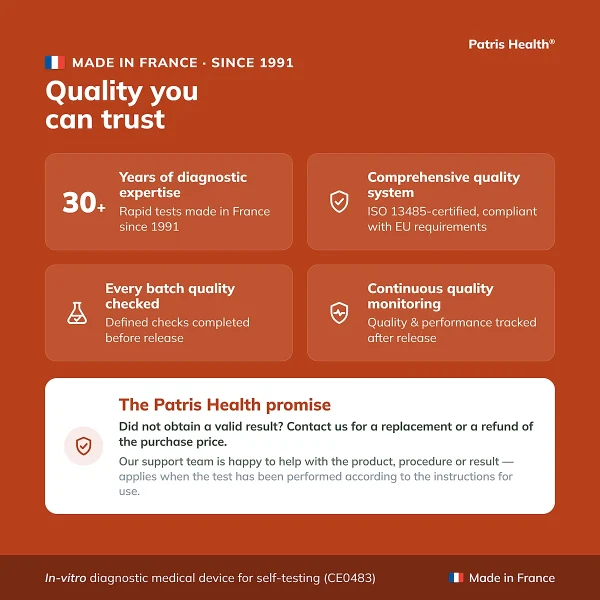 Patris Health PSA Home Test quality and Made in France information