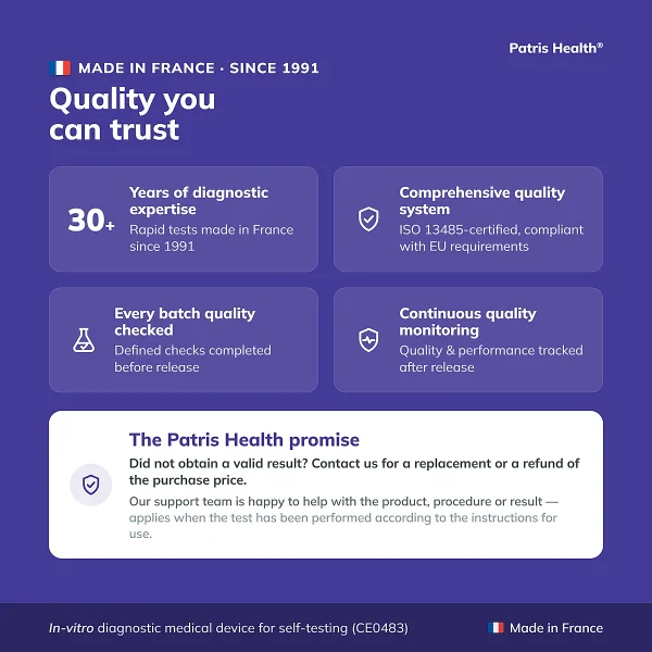 Patris Health Thyroid TSH Home Test quality and Made in France information