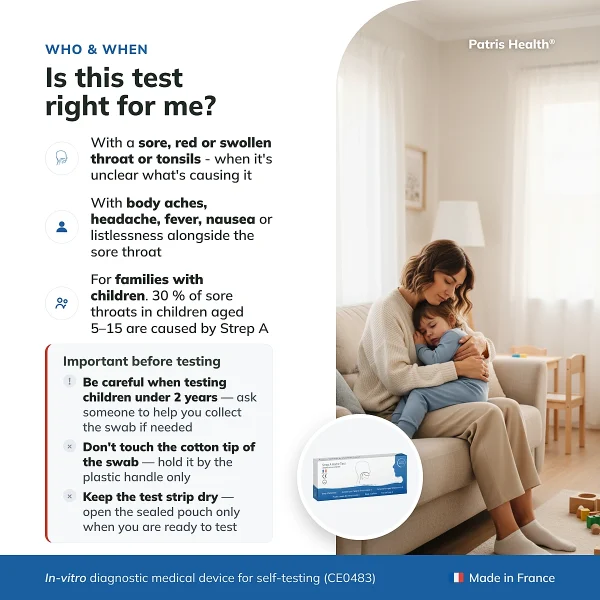 Who may use a home Strep A test and when it may be appropriate