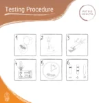 Illustration of the testing procedure of the Patris Health® Rotavirus & Adenovirus Home Test.