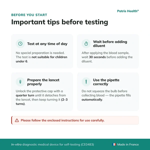 Important tips before using the Patris Health Allergy Home Test