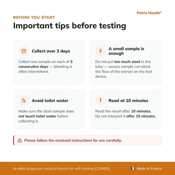 Important tips before using the Patris Health FIT Home Test