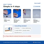 4-step instructions for using the Patris Health Rotavirus and Adenovirus Home Test