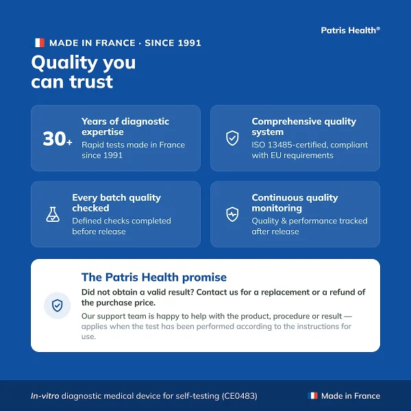 Quality highlights of the Patris Health Rotavirus and Adenovirus Home Test made in France