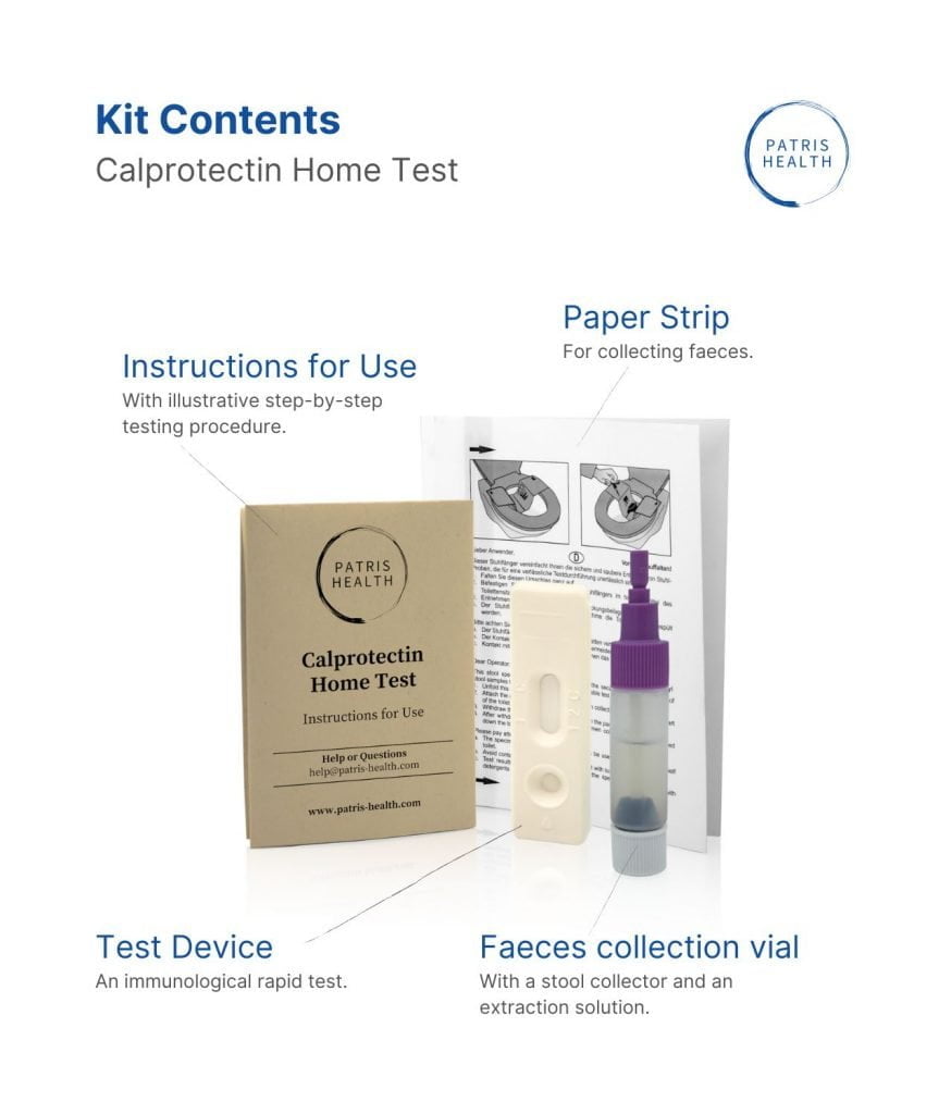Patris Health® Calprotectin Home Test Kit Contents