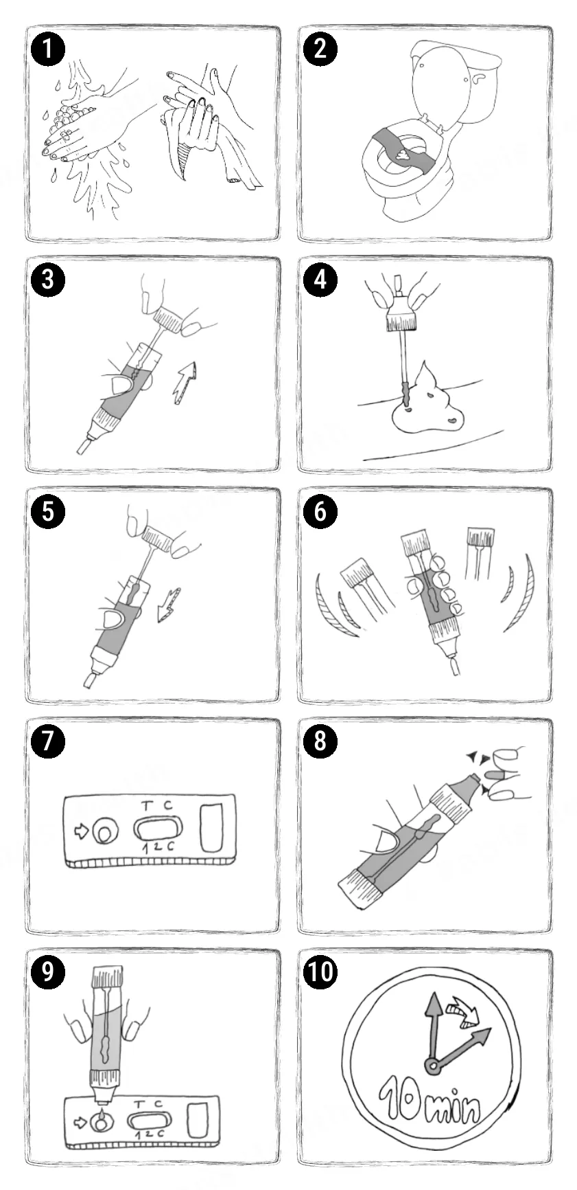 Patris Health Calprotectin Home Test instructions for use – the testing procedure in pictures