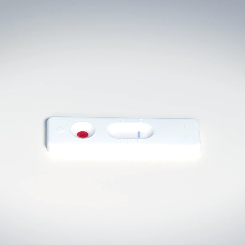 Patris Health Liver Function Home Test – step 5, test device with the blue control line after the reading time