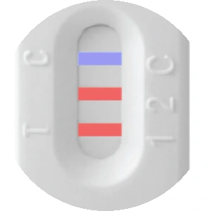 Positive liver function test result – blue control line and red test lines